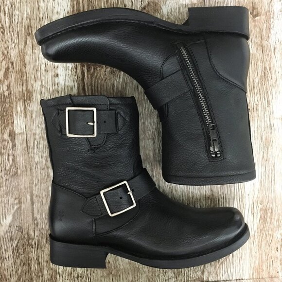 FRYE Black Vicky Engineer Moto Biker Rocker Boots SIZE 5.5 NEW